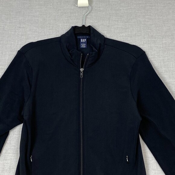 GAP Stretch Athletic Jacket Sz Large Black Full Zip Running Warm Up Sport Jacket - Picture 2 of 9